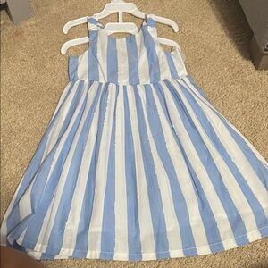 Blue and White Striped Kids Dress
